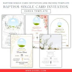 BAPTISM SINGLE CARD INVITATION 10 DESIGNS (4X6 INCHES) | CANVA TEMPLATE