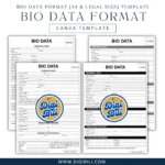 BIO DATA FORMAT A4 (8.27 x 11.69 in) & LONG (8.5 x 13 in) | CANVA TEMPLATE