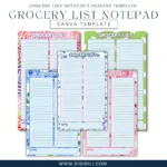 GROCERY LIST NOTEPAD (5X8 INCHES) 5 DESIGNS | CANVA TEMPLATE