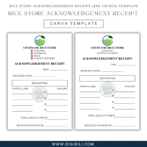 RICE STORE ACKNOWLEDGEMENT RECEIPT (4×6 INCHES) | CANVA TEMPLATE