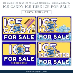 ICE CANDY ICE TUBE ICE FOR SALE SIGNAGE (A4 SIZE LANDSCAPE) | CANVA TEMPLATE