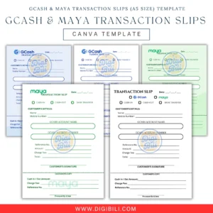 GCASH & MAYA TRANSACTION SLIPS (A5 SIZE) | CANVA TEMPLATE