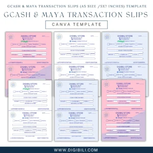 GCASH & MAYA TRANSACTION SLIPS (A5 SIZE /5X7 INCHES) | CANVA TEMPLATE