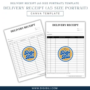 DELIVERY RECEIPT (A5 SIZE PORTRAIT) | CANVA TEMPLATE