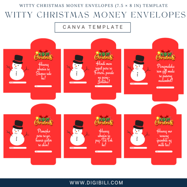WITTY CHRISTMAS MONEY ENVELOPES (7.5 × 8 in) TEMPLATE - Image 2