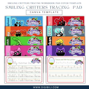 SMILING CRITTERS TRACING WORKBOOK PAD COVER TEMPLATE