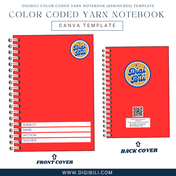 DIGIBILI COLOR CODED YARN NOTEBOOK COVER (6X8INCHES) TEMPLATE