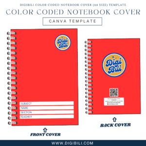 DIGIBILI COLOR CODED NOTEBOOK COVER (A4 SIZE) TEMPLATE
