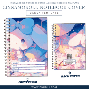 CINNAMOROLL NOTEBOOK COVER (A4 SIZE) 20 DESIGNS TEMPLATE