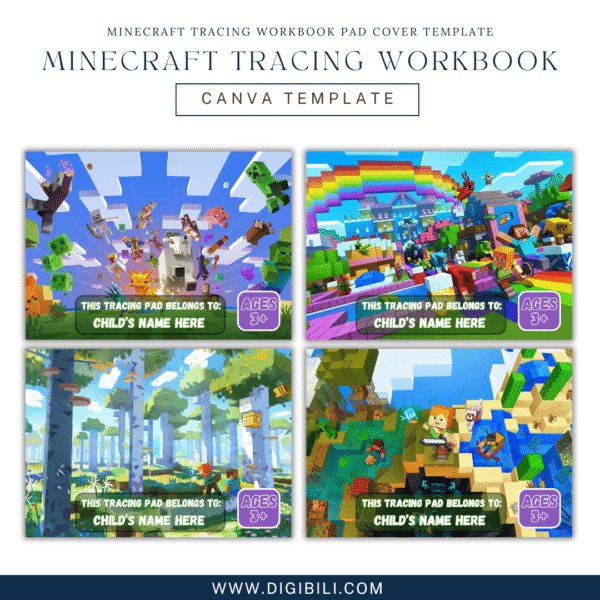 MINECRAFT TRACING WORKBOOK PAD COVER TEMPLATE