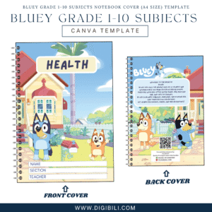 BLUEY'S FAMILY GRADE 1-10 SUBJECTS NOTEBOOK COVER (A4 SIZE) TEMPLATE