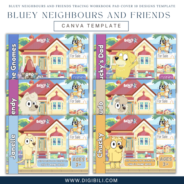 BLUEY NEIGHBOURS AND FRIENDS TRACING WORKBOOK PAD COVER 10 DESIGNS TEMPLATE - Image 2