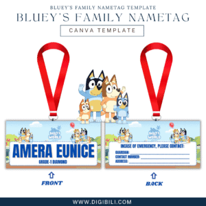 BLUEY’S FAMILY NAMETAG TEMPLATE