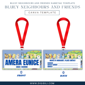 BLUEY NEIGHBOURS AND FRIENDS NAMETAG TEMPLATE