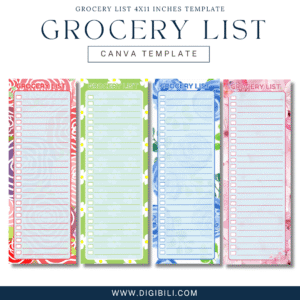 GROCERY LIST (4X11 Inches) TEMPLATE