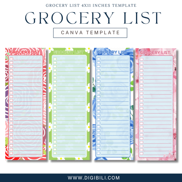GROCERY LIST (4X11 Inches) TEMPLATE