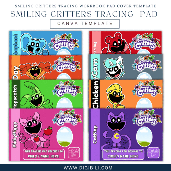 SMILING CRITTERS TRACING WORKBOOK PAD COVER TEMPLATE - Image 2