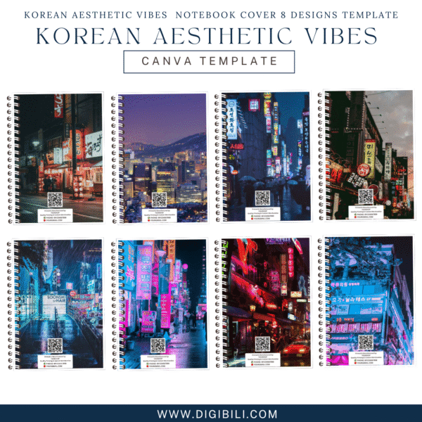 KOREAN AESTHETIC VIBES NOTEBOOK COVER 8 DESIGNS TEMPLATE - Image 2