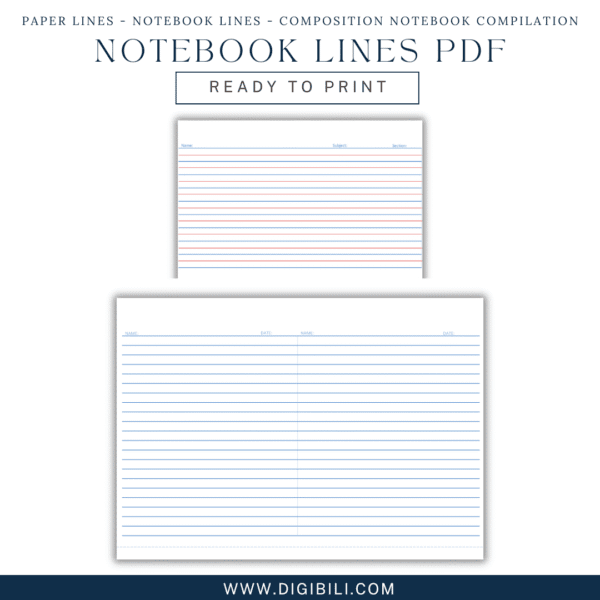 PAPER-LINES-NOTEBOOK LINES-COMPOSITION NOTEBOOK BUNDLE READY TO PRINT - Image 2