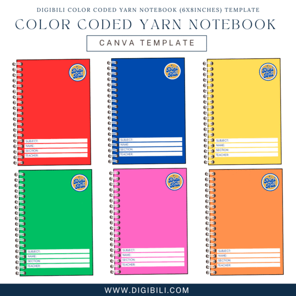 DIGIBILI COLOR CODED YARN NOTEBOOK COVER (6X8INCHES) TEMPLATE - Image 2
