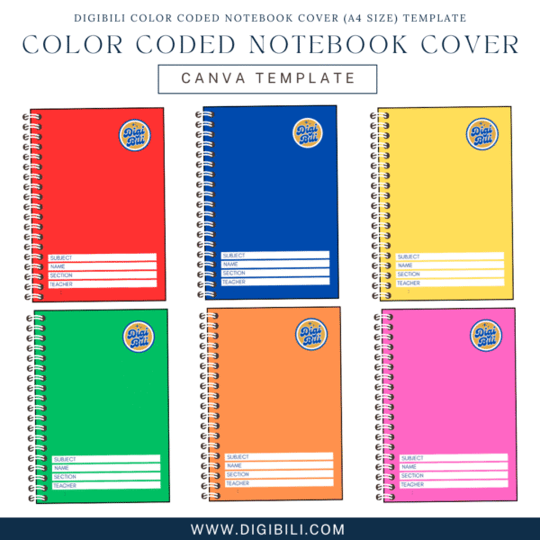 DIGIBILI COLOR CODED NOTEBOOK COVER (A4 SIZE) TEMPLATE - Image 2