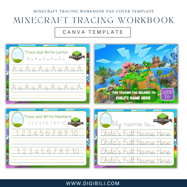 MINECRAFT TRACING WORKBOOK PAD COVER TEMPLATE - Image 2