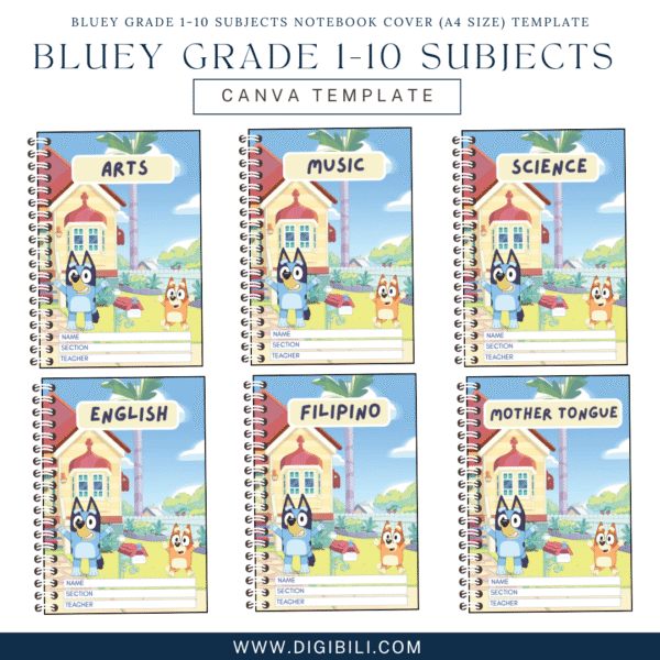 BLUEY'S FAMILY GRADE 1-10 SUBJECTS NOTEBOOK COVER (A4 SIZE) TEMPLATE - Image 2