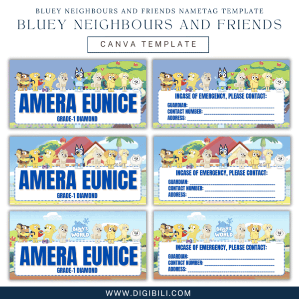 BLUEY NEIGHBOURS AND FRIENDS NAMETAG TEMPLATE - Image 2