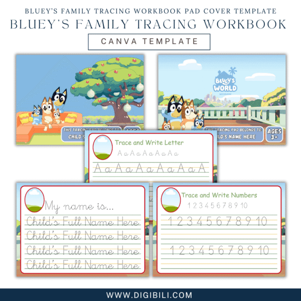 BLUEY’S FAMILY TRACING WORKBOOK PAD COVER TEMPLATE - Image 4