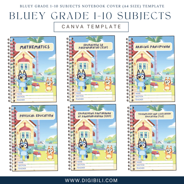 BLUEY'S FAMILY GRADE 1-10 SUBJECTS NOTEBOOK COVER (A4 SIZE) TEMPLATE - Image 3