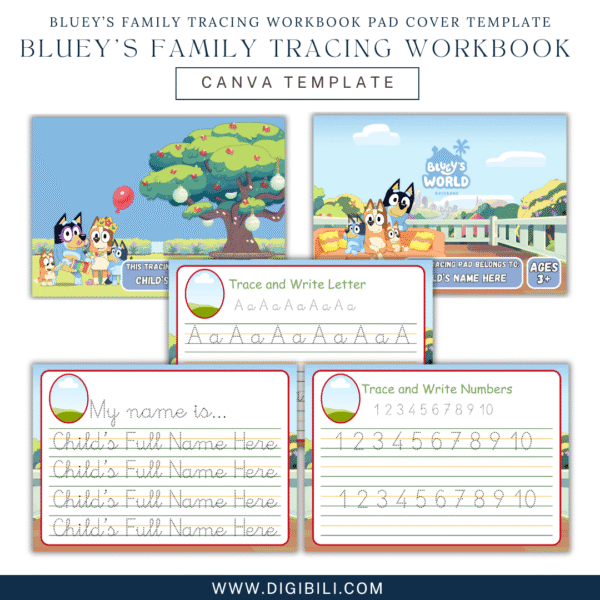 BLUEY’S FAMILY TRACING WORKBOOK PAD COVER TEMPLATE - Image 3