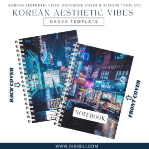 KOREAN AESTHETIC VIBES NOTEBOOK COVER 8 DESIGNS TEMPLATE