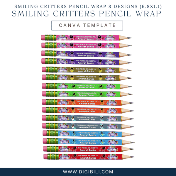 SMILING CRITTERS PENCIL WRAP TEMPLATE - Image 2