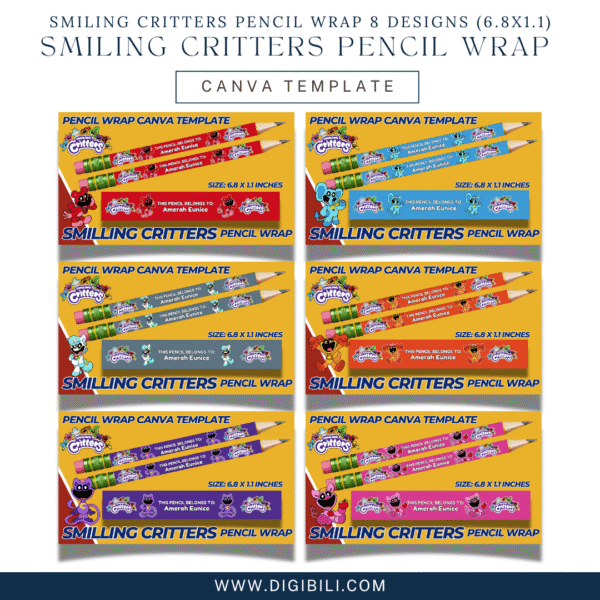 SMILING CRITTERS PENCIL WRAP TEMPLATE