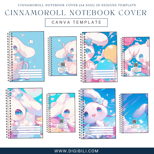 CINNAMOROLL NOTEBOOK COVER (A4 SIZE) 20 DESIGNS TEMPLATE - Image 4