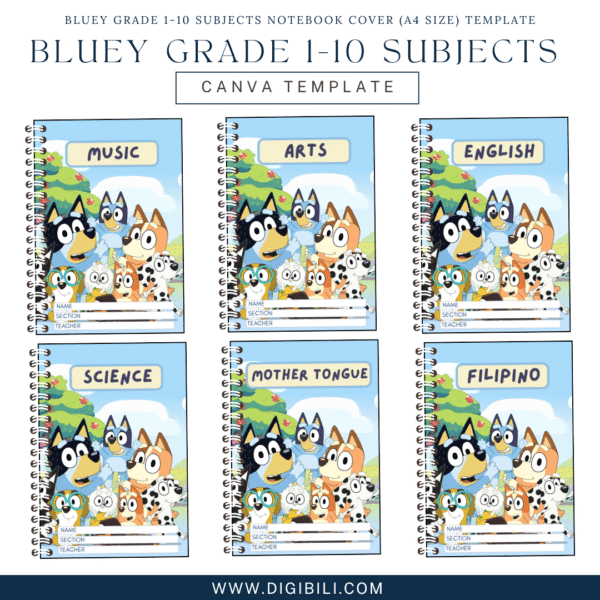 BLUEY NEIGHBOURS AND FRIENDS GRADE 1-10 SUBJECTS NOTEBOOK COVER (A4 SIZE) TEMPLATE - Image 2
