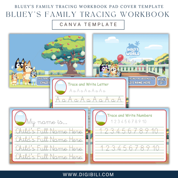 BLUEY’S FAMILY TRACING WORKBOOK PAD COVER TEMPLATE - Image 2