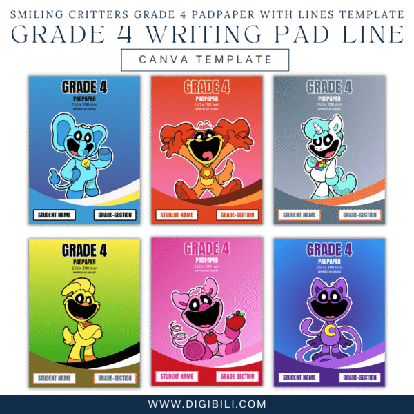 SMILING CRITTERS GRADE 4 PADPAPER WITH LINES TEMPLATE - Image 2