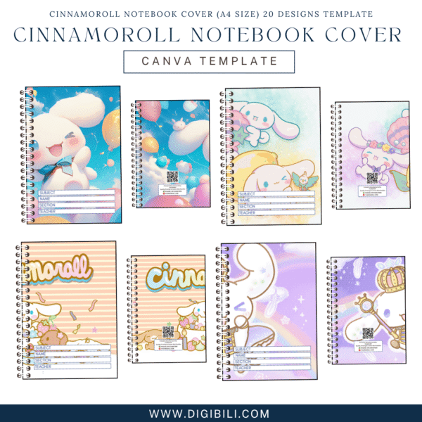 CINNAMOROLL NOTEBOOK COVER (A4 SIZE) 20 DESIGNS TEMPLATE - Image 2