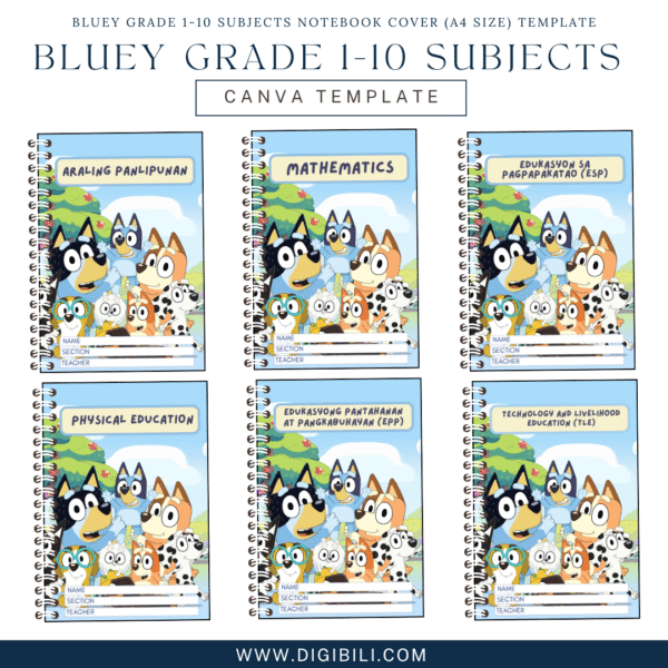 BLUEY NEIGHBOURS AND FRIENDS GRADE 1-10 SUBJECTS NOTEBOOK COVER (A4 SIZE) TEMPLATE - Image 3