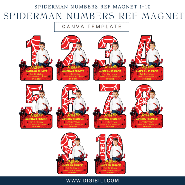 SPIDERMAN NUMBERS 1-10 REF MAGNET TEMPLATE