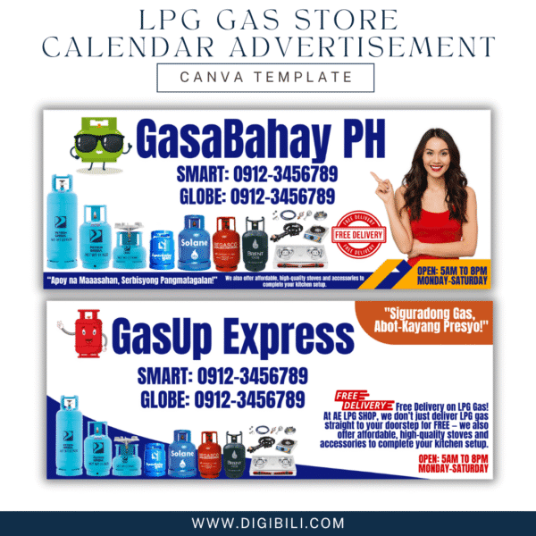 LPG GAS STORE CALENDAR ADVERTISEMENT TEMPLATE
