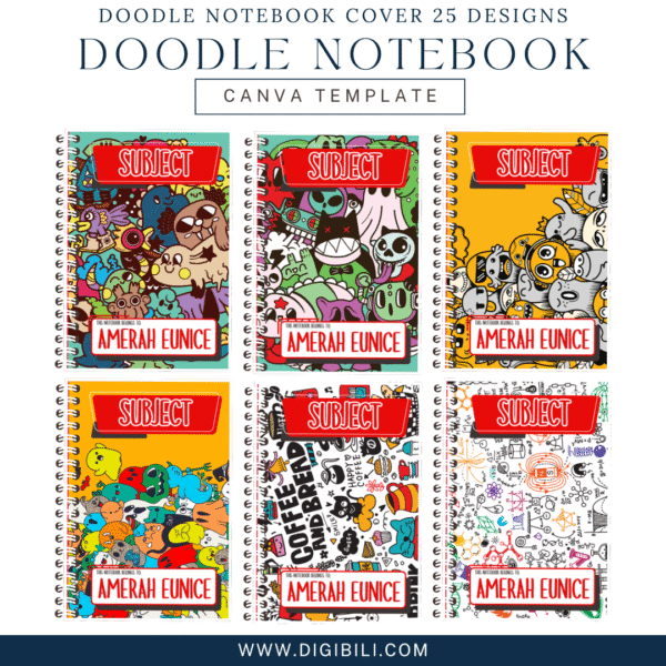 DOODLE NOTEBOOK COVER 25 DESIGNS TEMPLATE