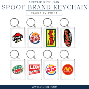 SPOOF BRAND KEYCHAIN 80 DESIGNS SIZE (43X68mm) PNG READY TO PRINT