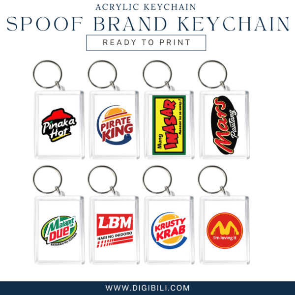 SPOOF BRAND KEYCHAIN 80 DESIGNS SIZE (43X68mm) PNG READY TO PRINT