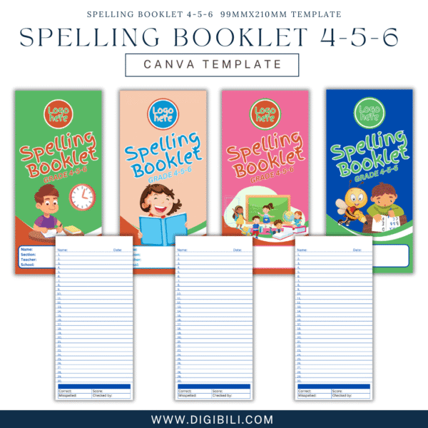 SPELLING BOOKLET 4-5-6  99MMX210MM TEMPLATE