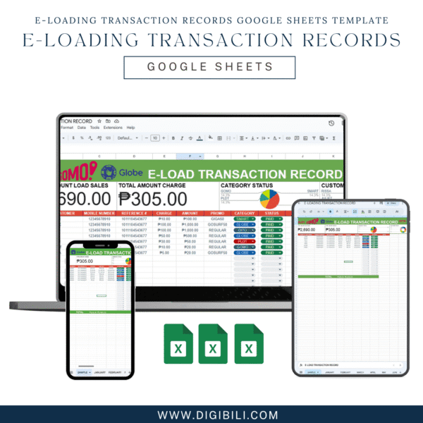 E-LOADING TRANSACTION RECORDS GOOGLE SHEETS TEMPLATE