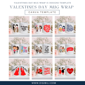VALENTINES DAY MUG WRAP 15 DESIGNS TEMPLATE