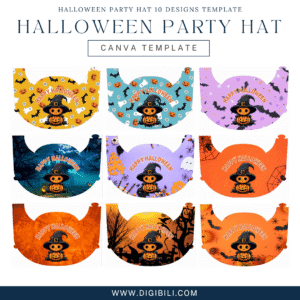 HALLOWEEN PARTY HAT 10 DESIGNS TEMPLATE