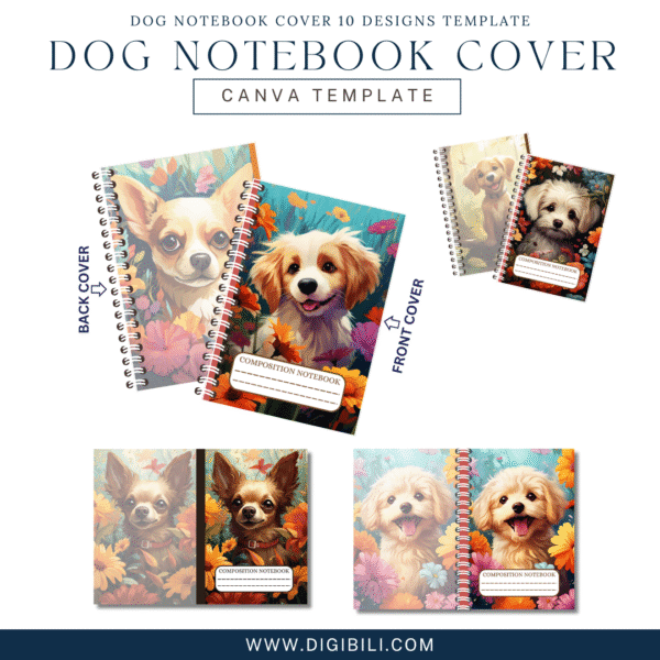 DOG NOTEBOOK COVER 10 DESIGNS TEMPLATE